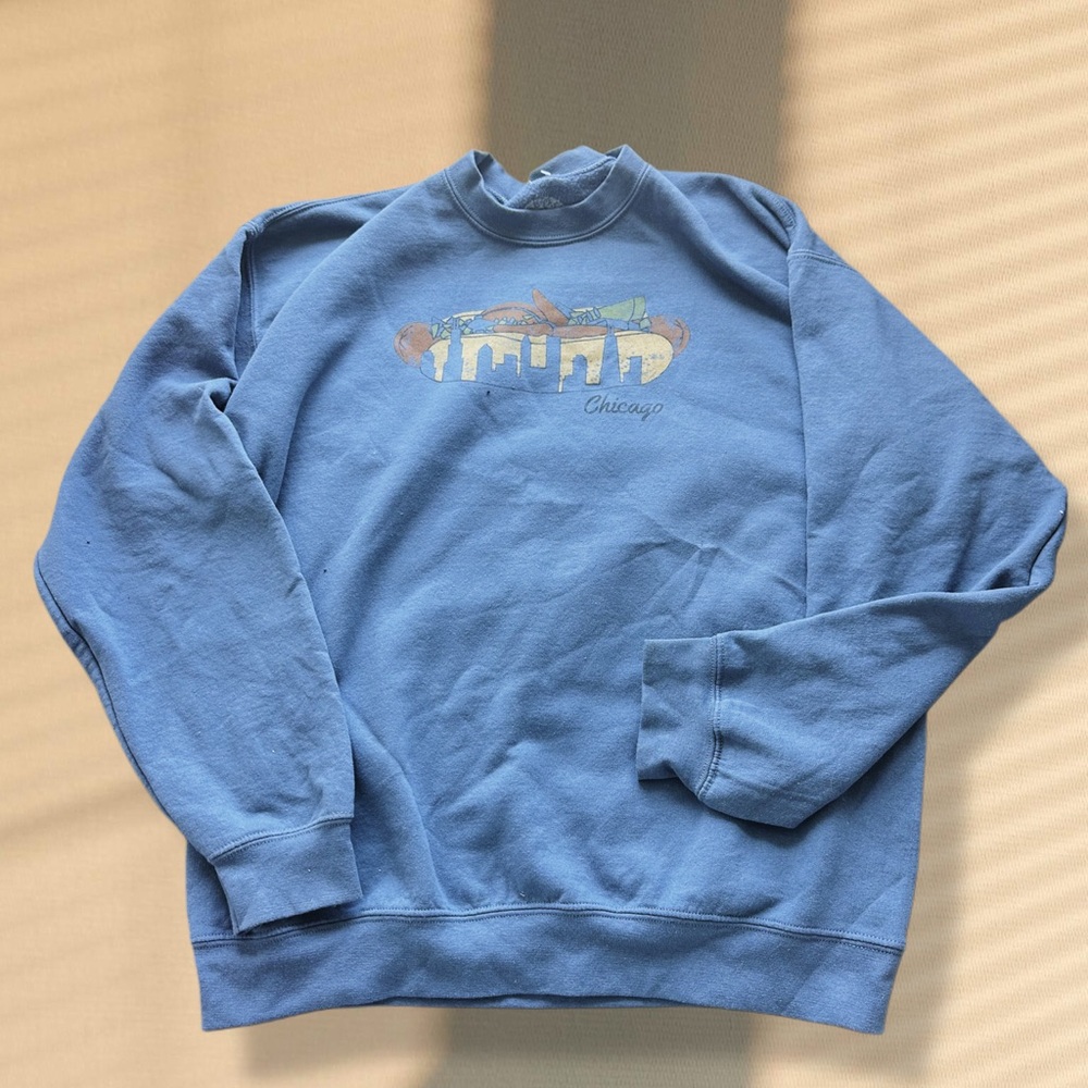 Blue Crewneck Chicago Sweater Classic Cotton Comfort